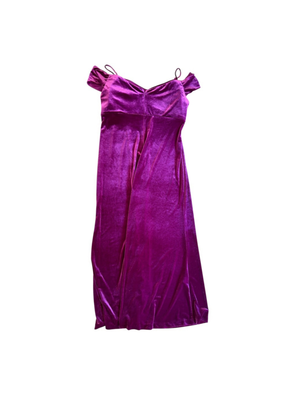 NW Nightway 16W Purple Velvet Off Shoulder Formal Evening Gown Plus Size - Picture 4 of 4